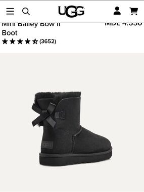 Women’s Mini Bailey Bow II Boot US 7 EU 38 Black Neutral Sheepskin Suede